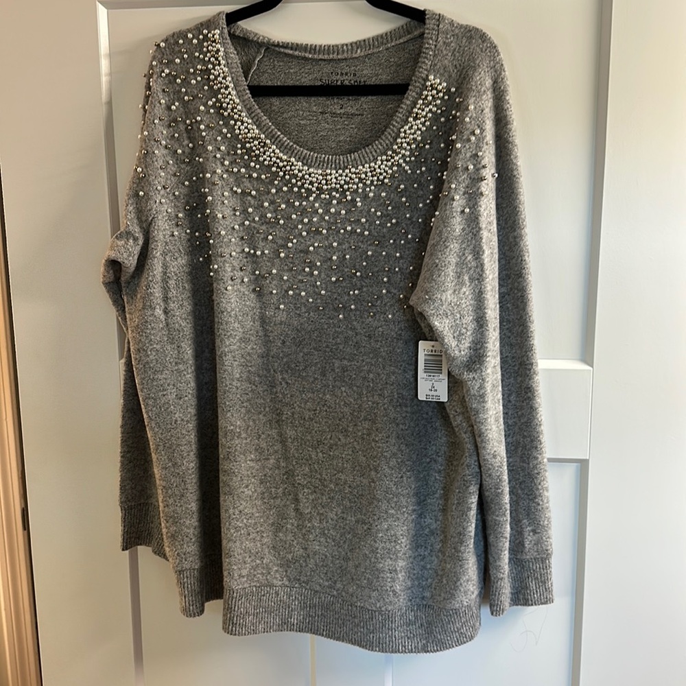 Super soft torrid sweater with pearls